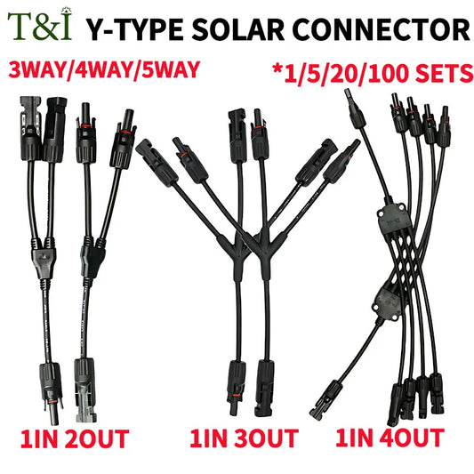 DC PV Y branch photovoltaic solar connector 1000V 30A male female 3-way 4-way 5-way plug 1 to 2/3/4 adapter