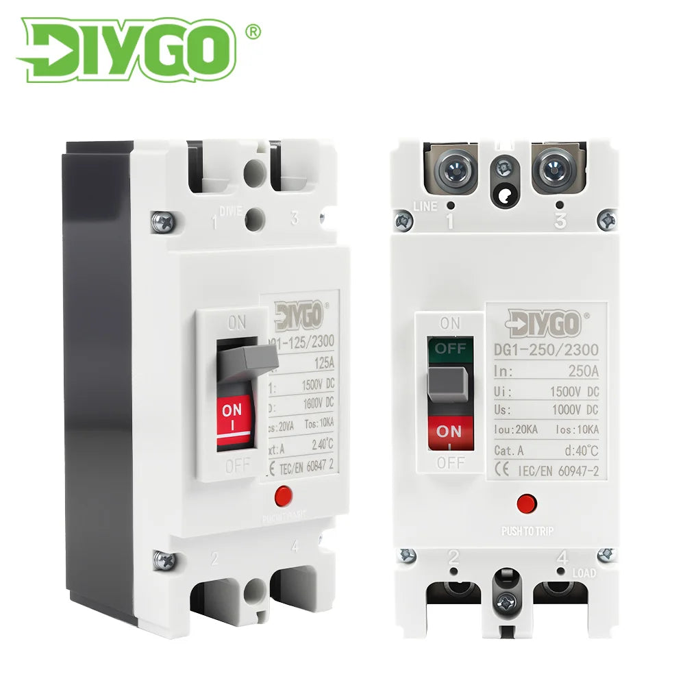 DC solar molded case circuit breaker MCCB overload protection switch for photovoltaic PV systems