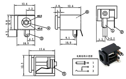 DC009A Copper DC Power Socket Connector 3-Pin 2.0mm Charging Socket ...