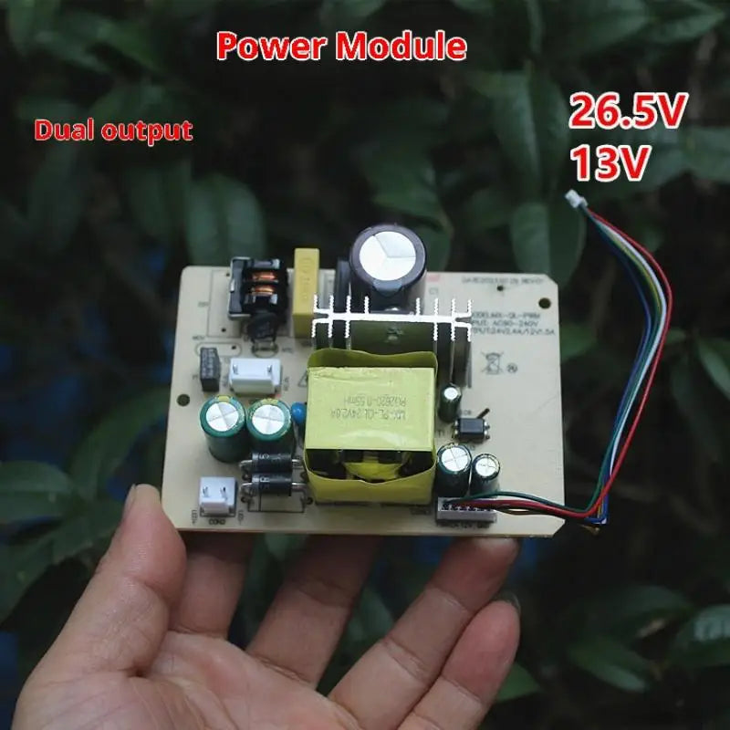 Dual output switching power module providing DC26.5V2.4A and 13V1.5A