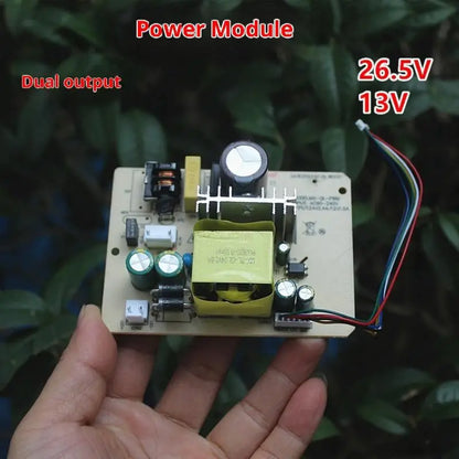 Dual output switching power module providing DC26.5V2.4A and 13V1.5A