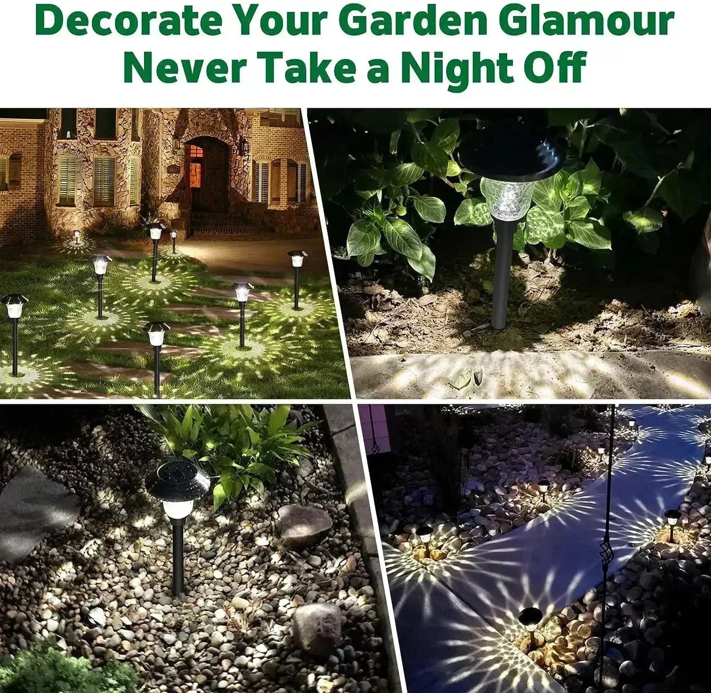 Decorative solar pathway lights for outdoor landscape