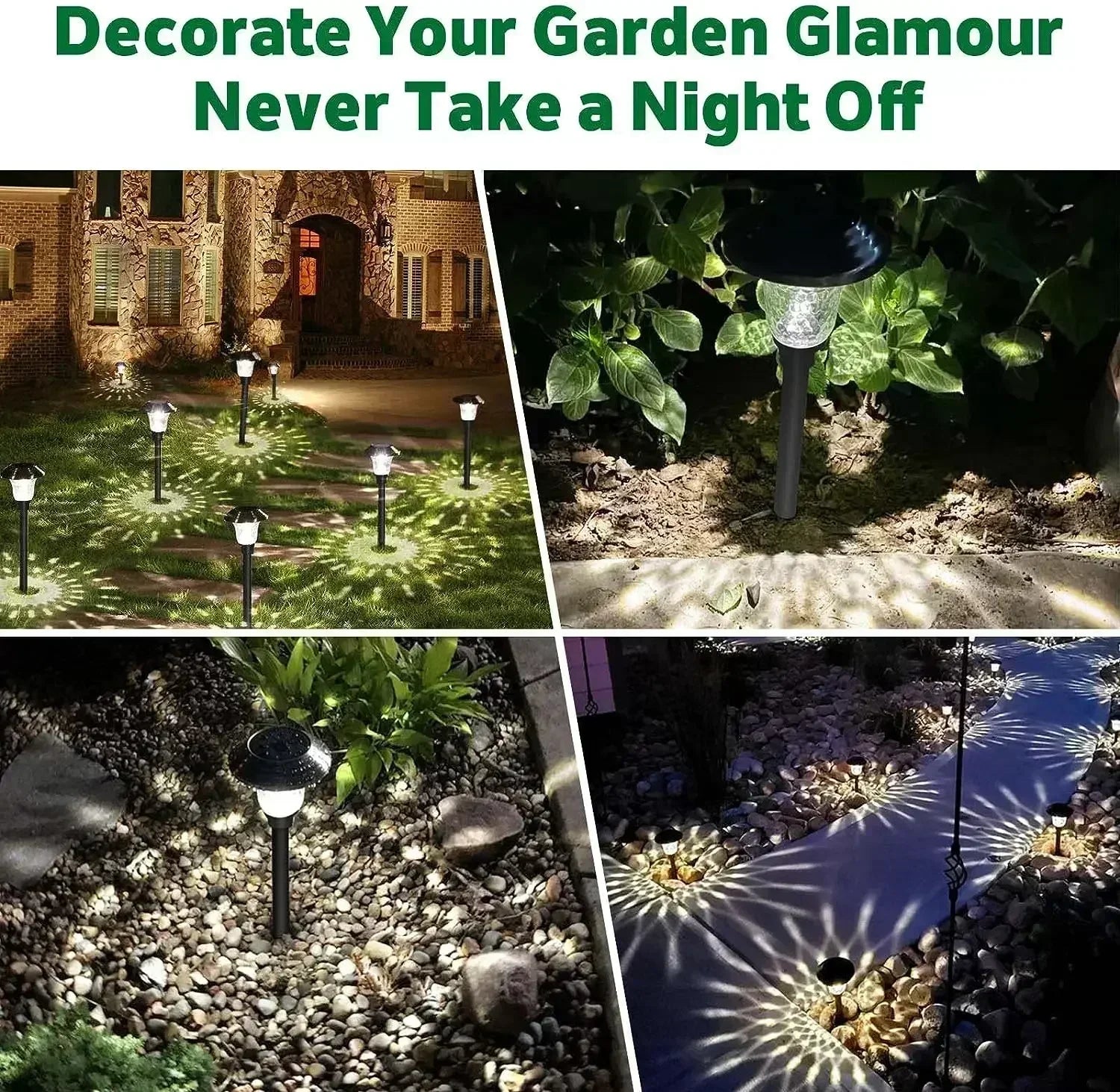 Decorative solar pathway lights for outdoor landscape