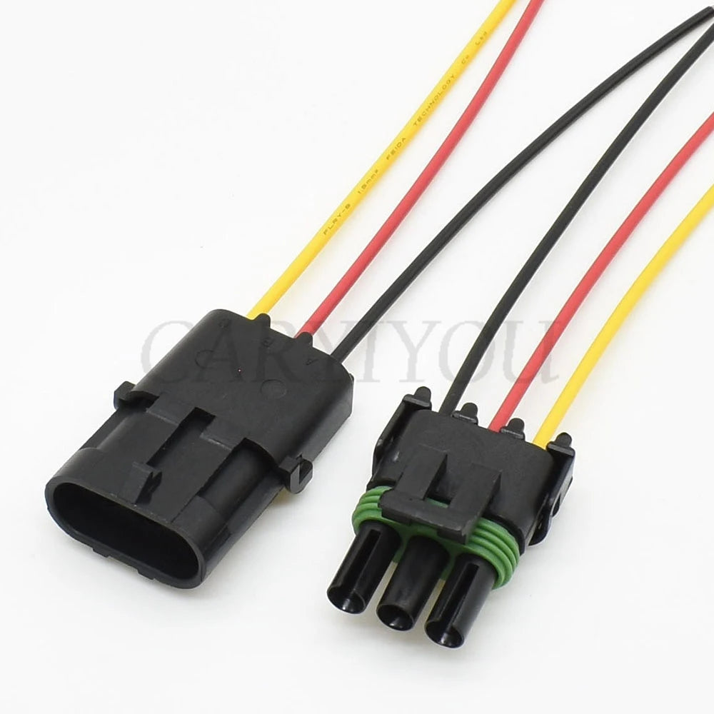 Waterproof sealing structure of Delphi Weather Pack 3-Pin connector 12020827 12020829 ensures reliable male and female connections in car wiring harness