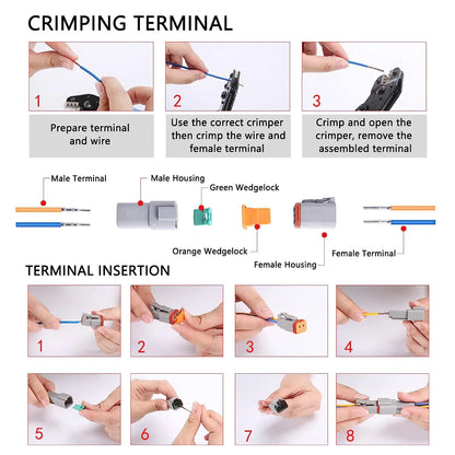 Deutsch 4 pin DT series electrical wire connector for 16-22AWG cable, waterproof male and female plug set