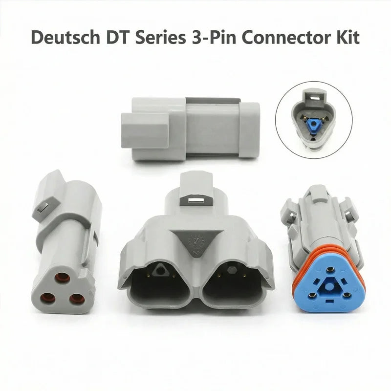 Deutsch DT series 3-pin automotive waterproof connector housing, flame retardant 3-way wire plug for vehicle wiring, DT04-3P DT06-3S
