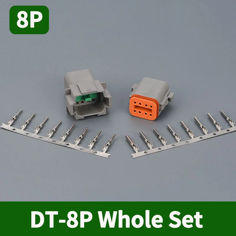 Deutsch DT series 8-pin waterproof connector set, male and female electrical plug for 16–22 AWG automotive wiring, DT04-8P DT06-8S
