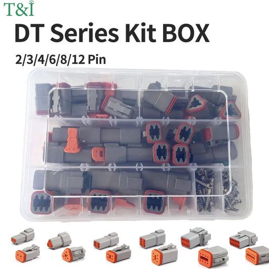 Deutsch DT series waterproof wire connector kit, automotive sealed plug with pins DT06-2/3/4/6S and DT04-2/3/4/6P