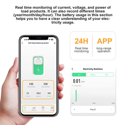 DGB-63TD smart switch, WiFi enabled, with leakage protection, current and voltage metering, and timer relay
