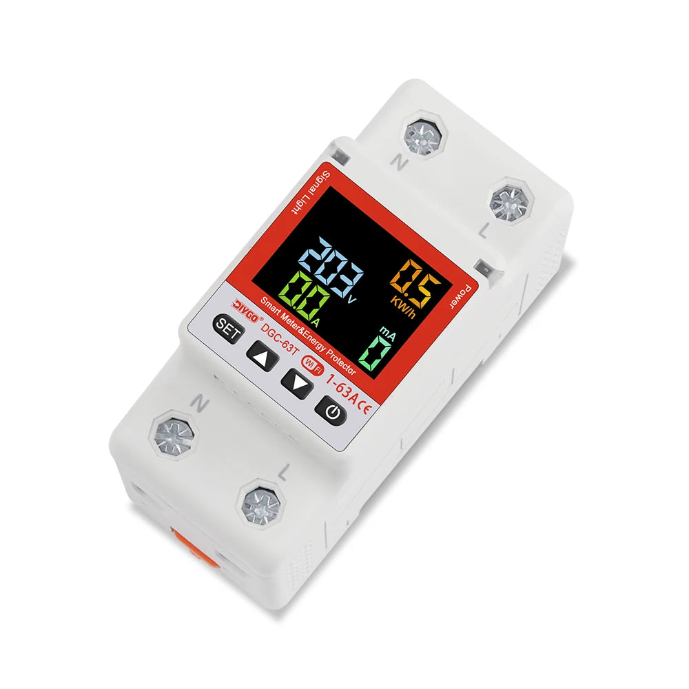 DGC-63T WiFi smart circuit breaker 1-63A adjustable switch with timer, remote control, and multiple protection features
