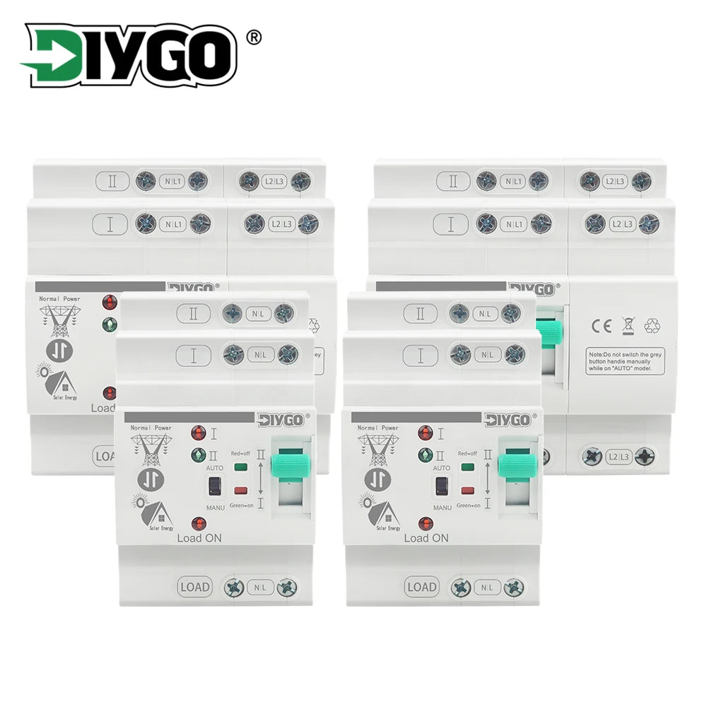 Small DIN Rail 80A 2P/4P ATS automatic transfer switch, 110V/220V dual power PV/solar uninterrupted electrical selector switch
