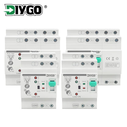 Small DIN Rail 80A 2P/4P ATS automatic transfer switch, 110V/220V dual power PV/solar uninterrupted electrical selector switch