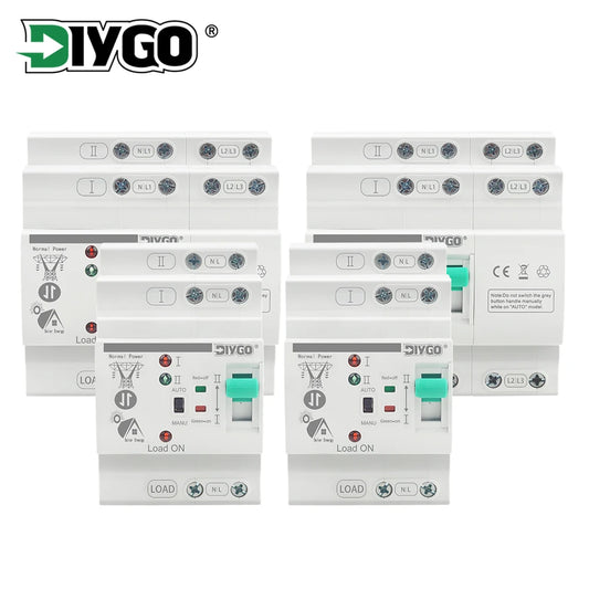 Small DIN Rail 80A 2P/4P ATS automatic transfer switch, 110V/220V dual power PV/solar uninterrupted electrical selector switch