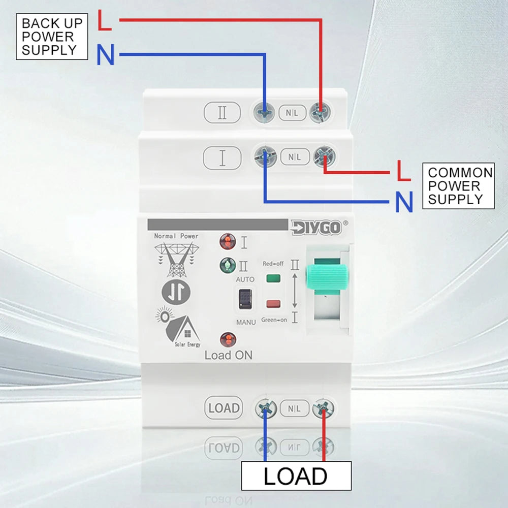 80A 2P/4P DIN Rail ATS automatic transfer switch, dual power PV/solar selector switch for uninterrupted electrical operation