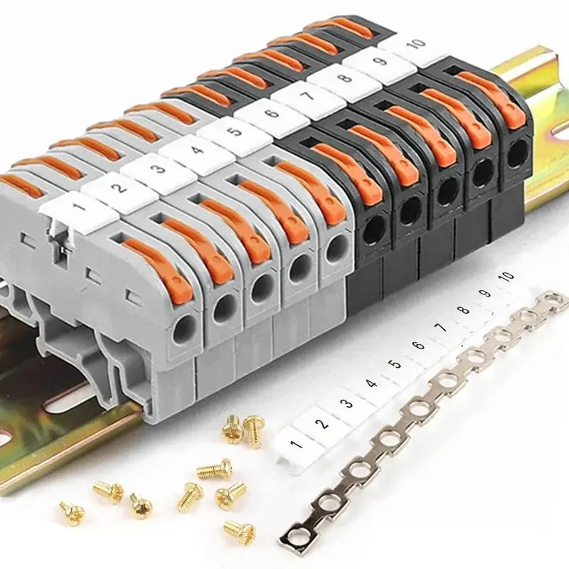 10PCS Din Rail Terminal Block for 211 wire, universal fast cable connector with number strip set for electrical conductor