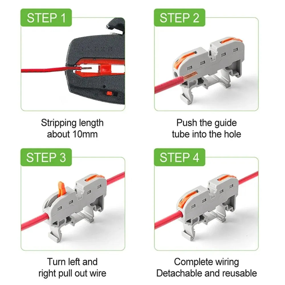 Detailed structure of Din Rail terminal block 211 wire connector with numbering strip