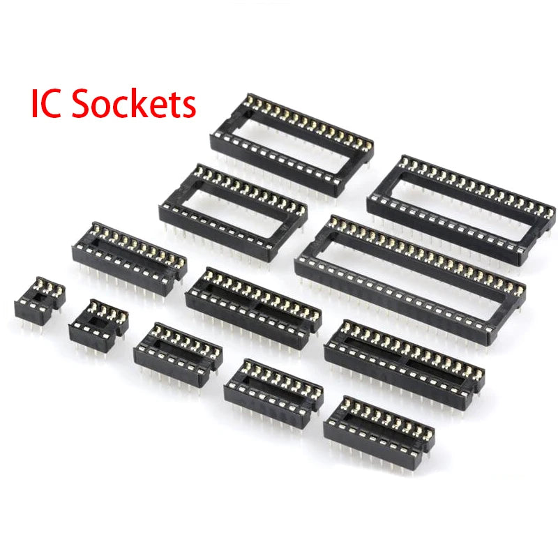 DIP IC sockets 6–40 pin solder type connector for MCU, microcontrollers, and electronic circuit projects
