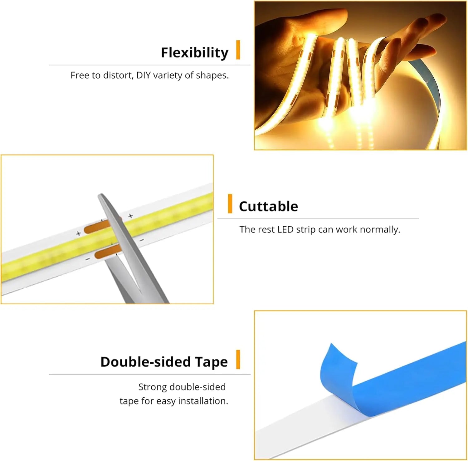 Flexible COB LED tape light for DIY decoration