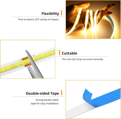 Flexible COB LED tape light for DIY decoration