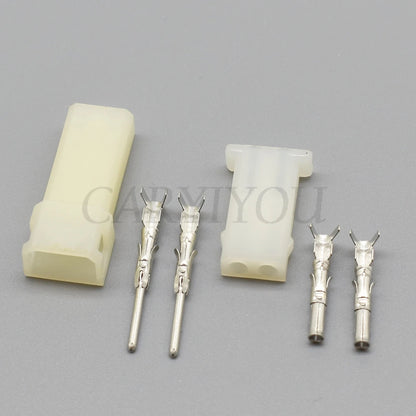 Assembly view of DJ3021 2.3mm 2-pin automotive connector showing secure connection