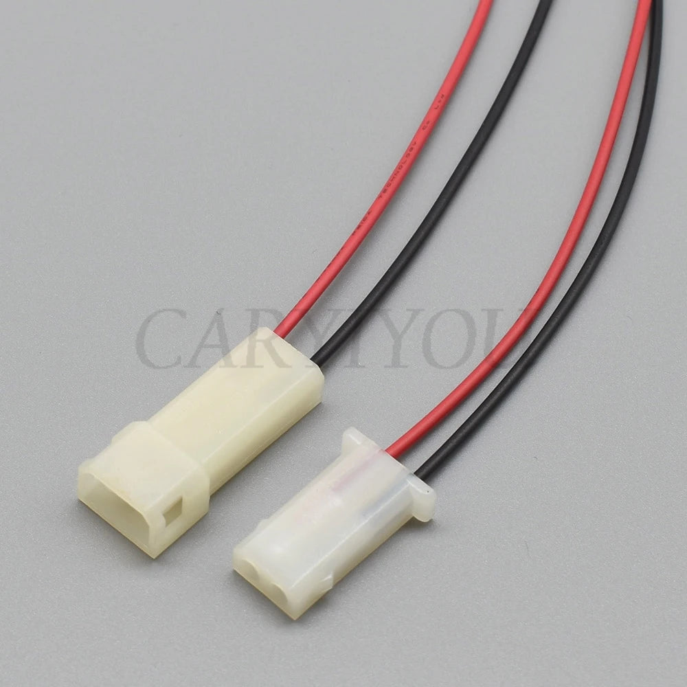 Demonstration of DJ3021 2-pin automotive connector fitting into car wiring harness