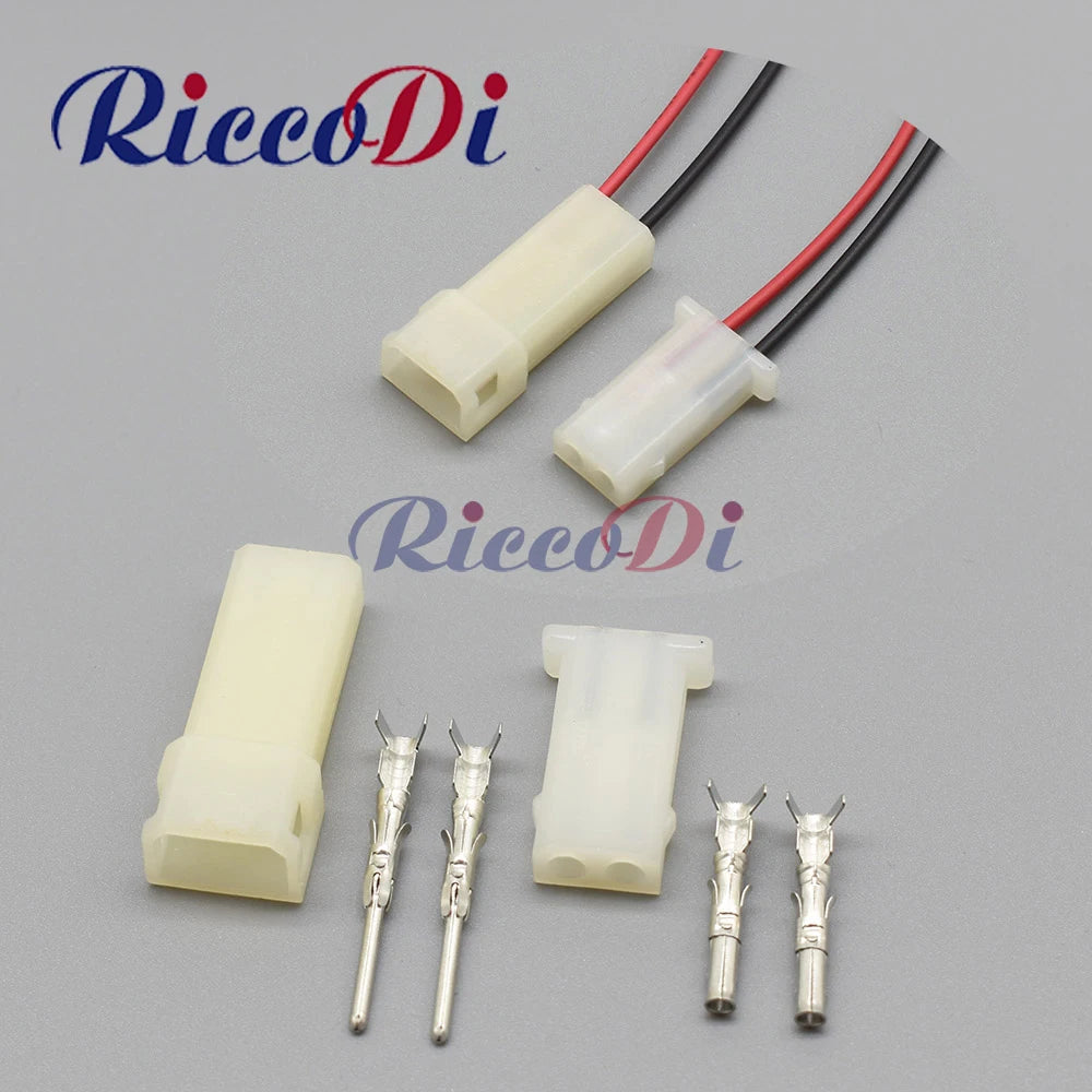 Overview of DJ3021 2.3mm 2-pin white automotive connector with wires for vehicle wiring