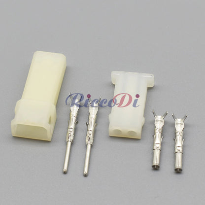 Close-up of terminals on DJ3021 2-pin automotive connector for secure electrical contact