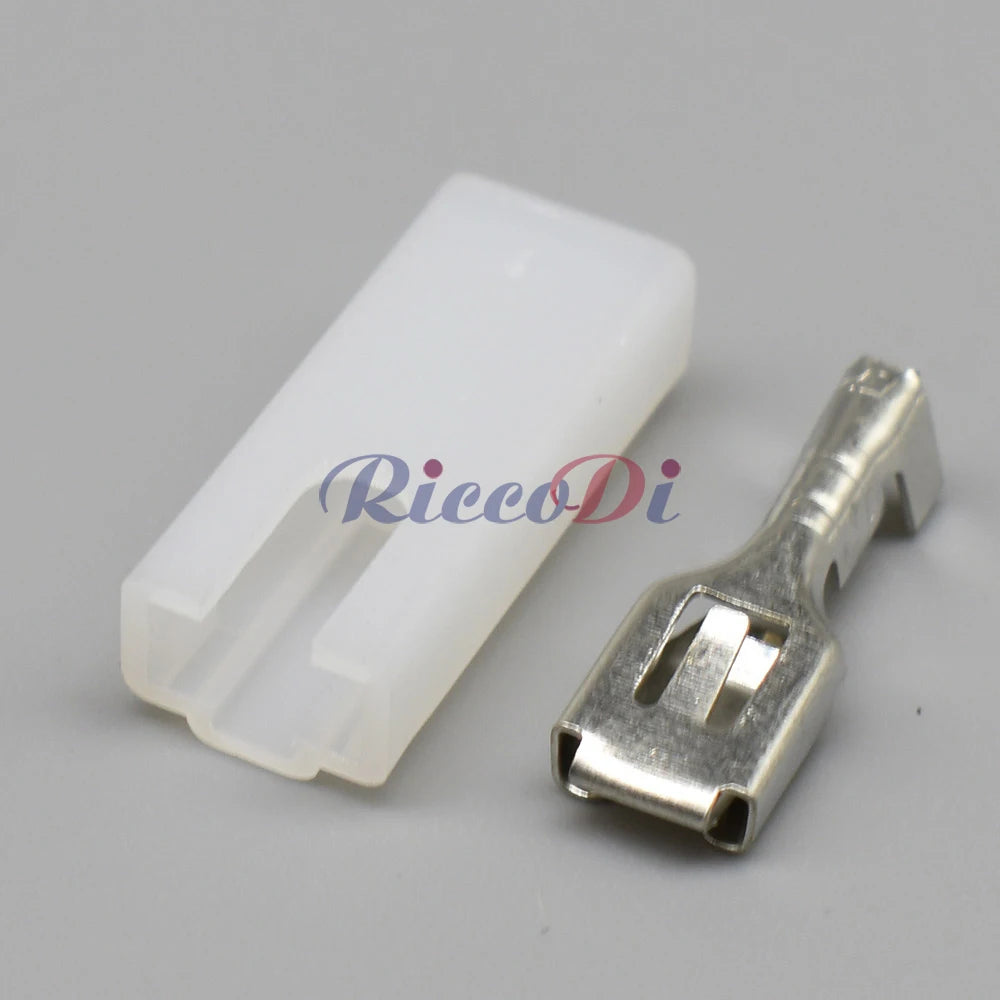 6.3mm female connector demonstrating cable attachment for automotive wiring and fuse box connections