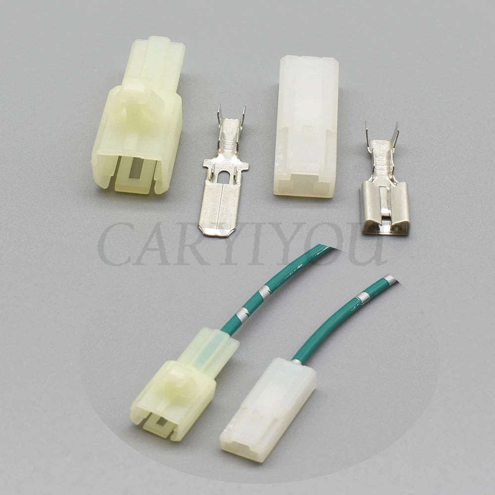 6.3mm automotive wire connector demonstrating secure attachment to electric cables in wiring harness