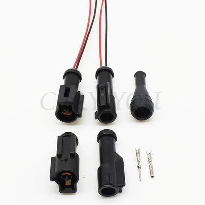 Secure locking mechanism on DJ70210-1.5-11/21 automotive 2 pin sealed connector to prevent accidental disconnection