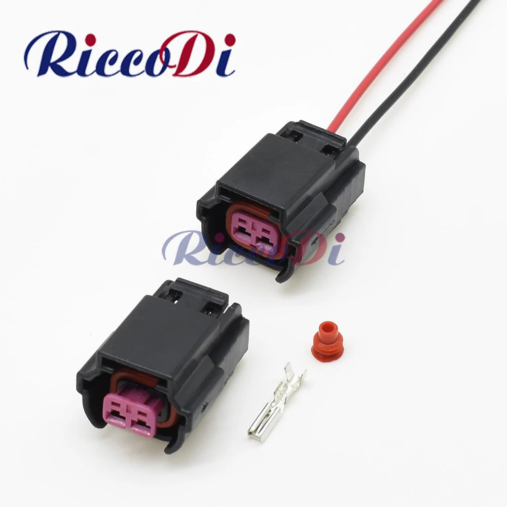 2.2mm automotive injector wire harness connector DJ7021B showing female socket with terminals for secure electrical connections