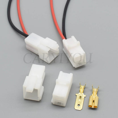 Close-up of terminals on DJ7022A 7.8mm white 2P automotive connector ensuring secure electrical connection