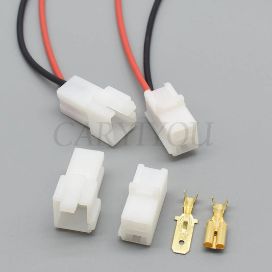 Close-up of terminals on DJ7022A 7.8mm white 2P automotive connector ensuring secure electrical connection