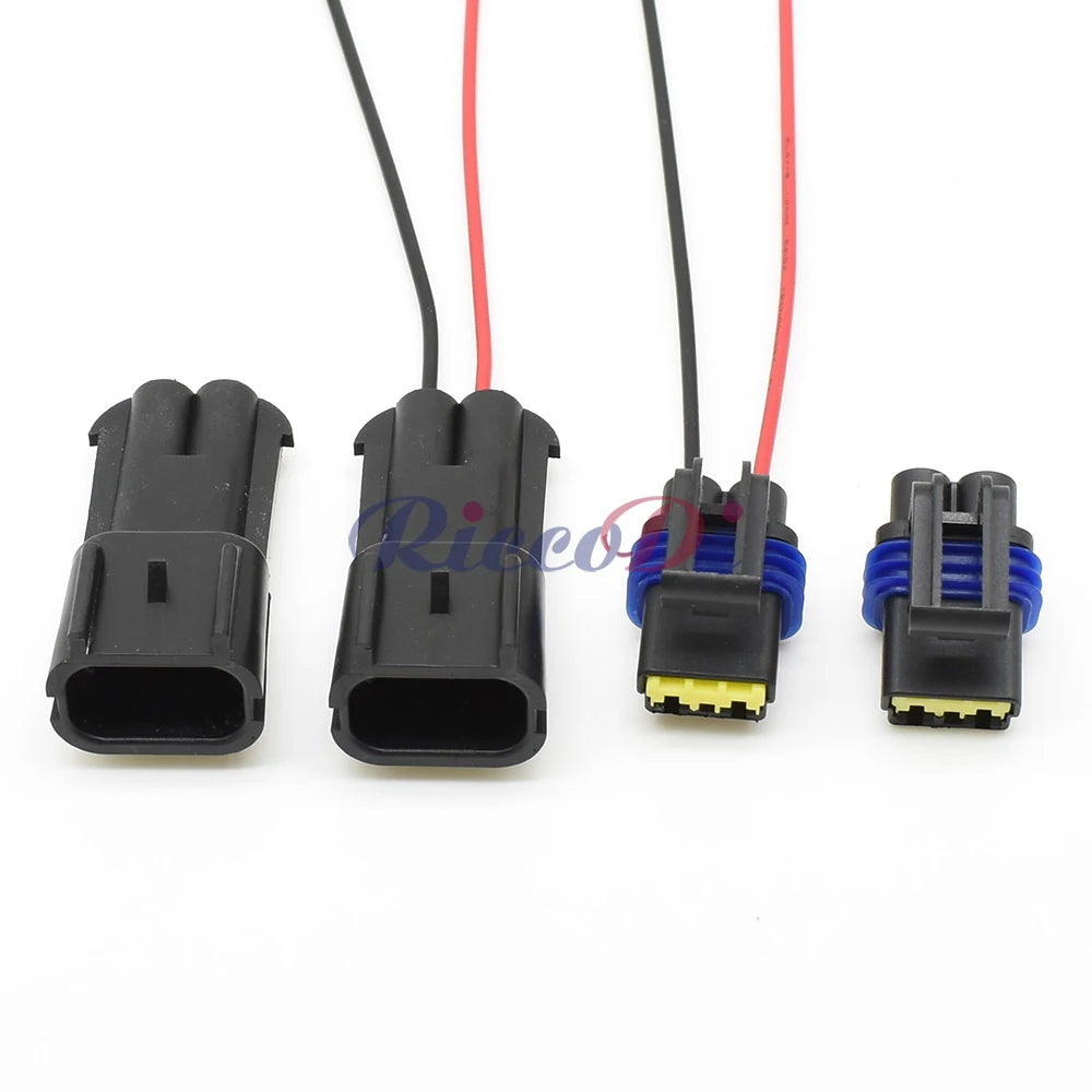 Close-up of terminals on DJ7025C-2.8-11/21 2.8mm 2 pin automotive connector for secure wiring connection
