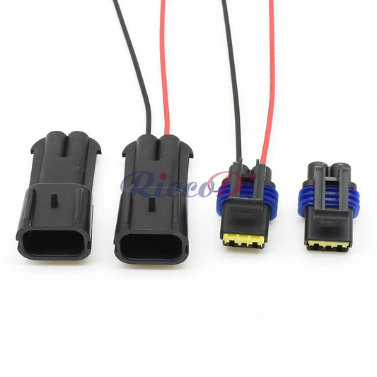 Close-up of terminals on DJ7025C-2.8-11/21 2.8mm 2 pin automotive connector for secure wiring connection