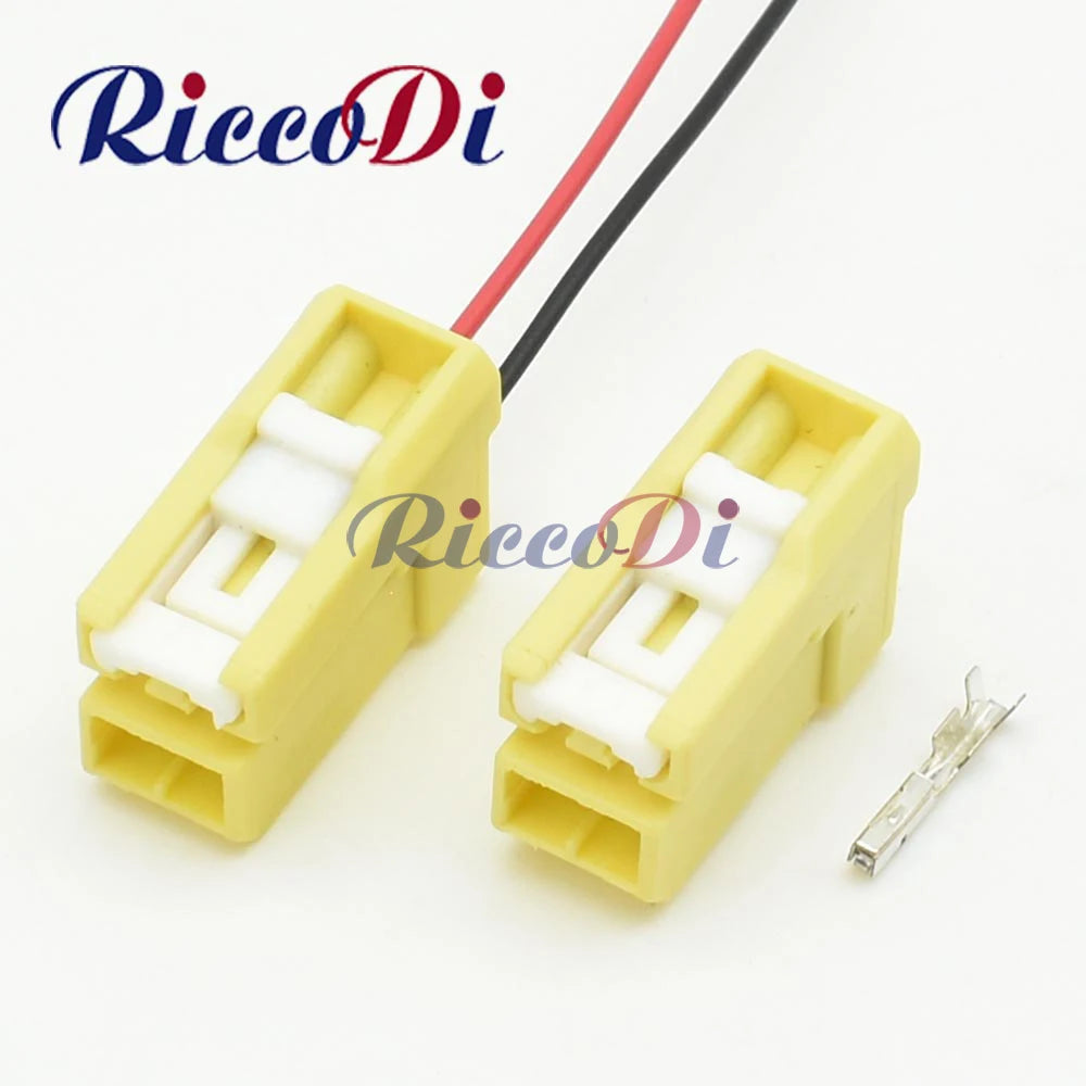 Front view of 1.2mm 2 pin male and female automotive wiring connector plug