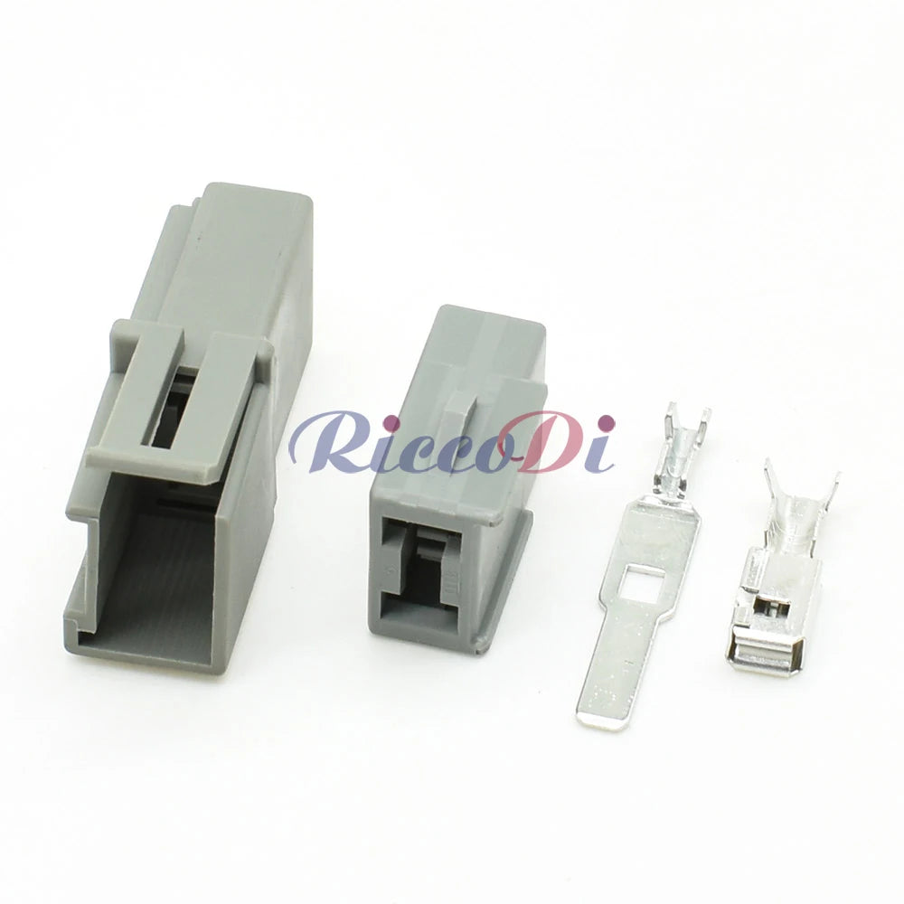 Close-up of wire terminals on DJ70296-6.3-11 2 pin automotive connector for secure electrical connection