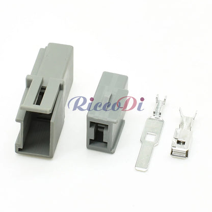 Close-up of wire terminals on DJ70296-6.3-11 2 pin automotive connector for secure electrical connection