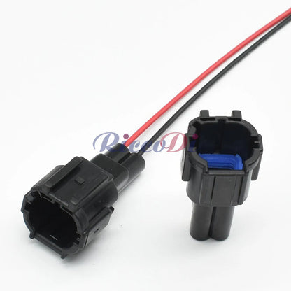 Demonstration of DJ7029AY 2-pin connector fitting into automotive wiring harness