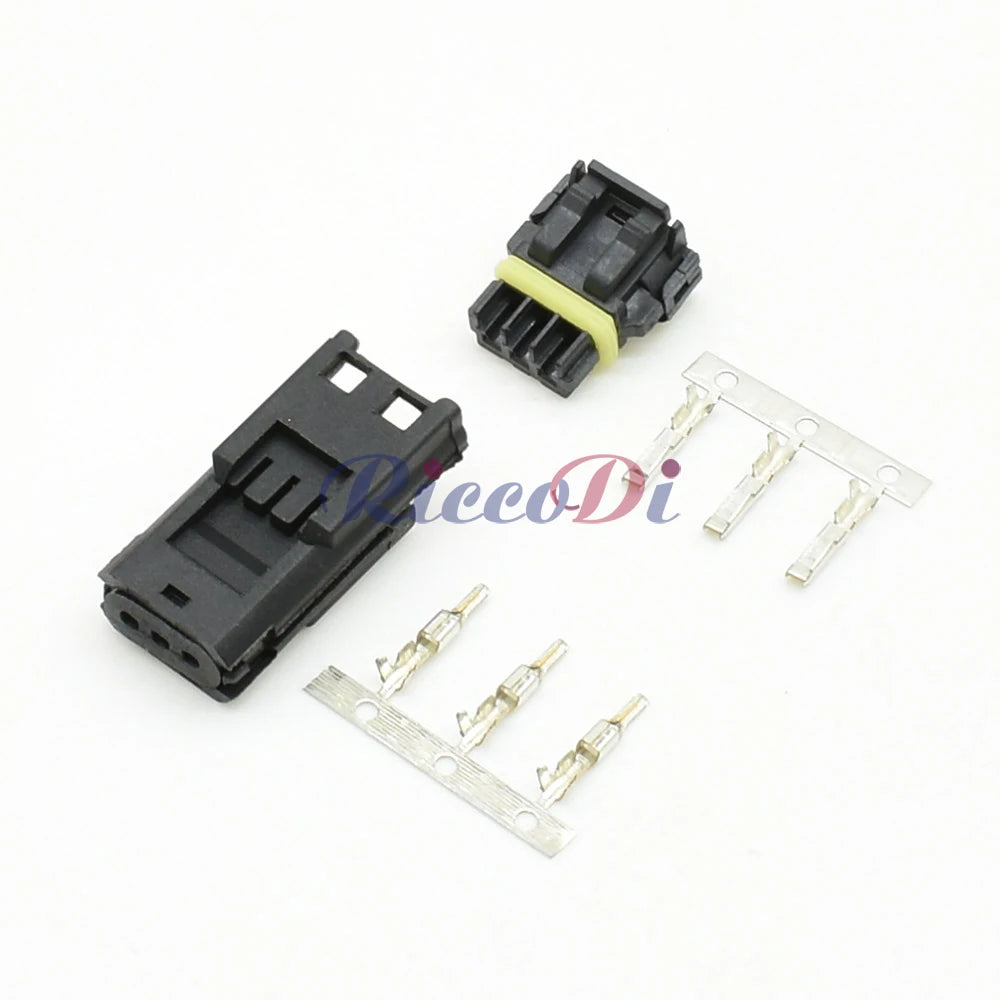 Close-up of 2 pin DJ7034-0.6-11 21 automotive connector plug terminals male & female waterproof socket