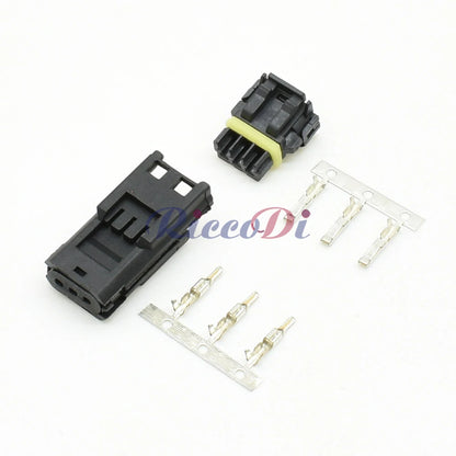 Close-up of 2 pin DJ7034-0.6-11 21 automotive connector plug terminals male & female waterproof socket