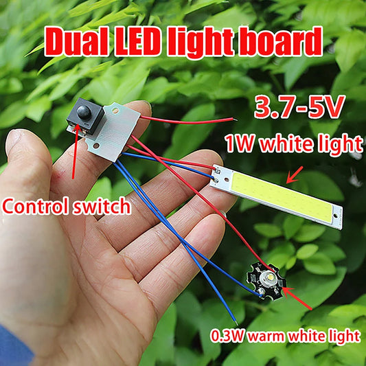 Double LED light board for DIY flashlight and desk lamp lighting