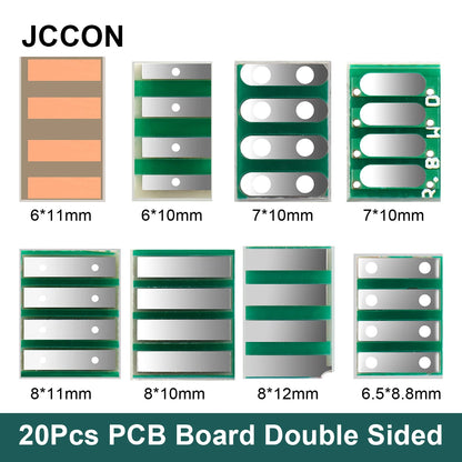 Double-sided PCB pitch adapter converter board set DIY with 6x11, 6x10, 7x10, 8x10, 8x12, 6.5x8.7mm sizes