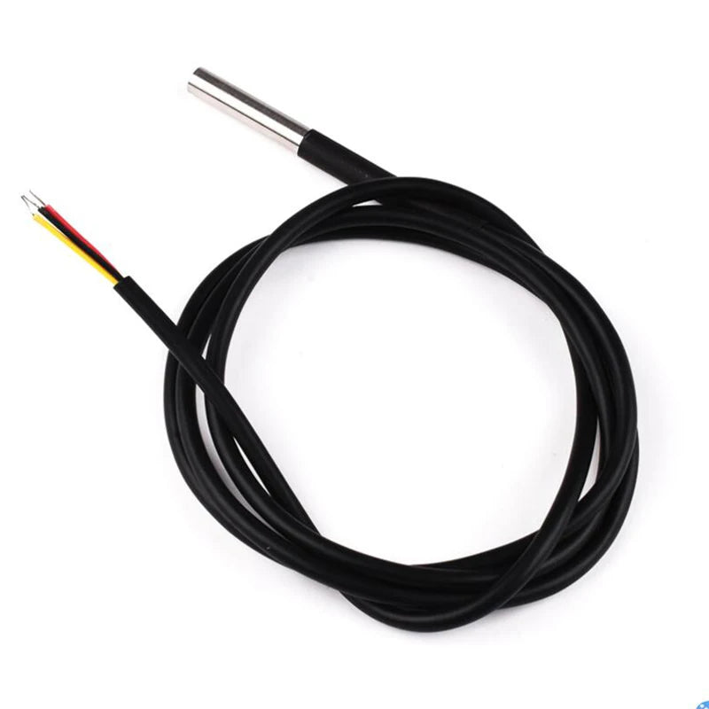 DS1820/DS18B20 stainless steel waterproof temperature sensor probe for Arduino projects, high-precision temperature detection