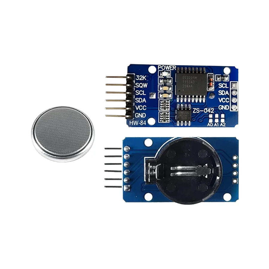 DS3231 IIC RTC module with AT24C32 memory and precision clock for Arduino and Raspberry Pi DIY projects, battery or no battery options