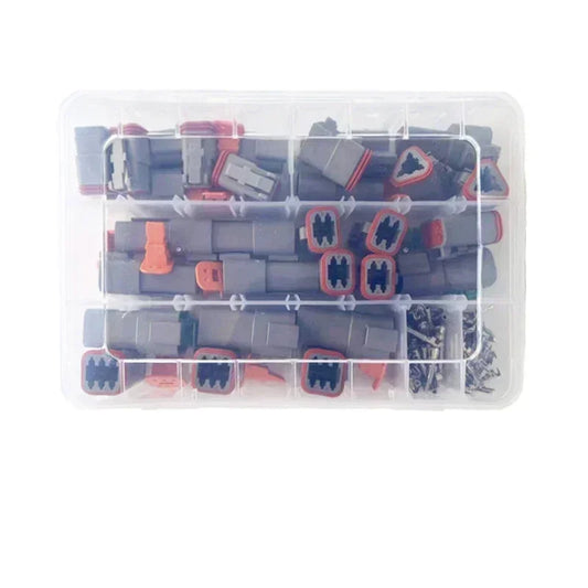 Deutsch DT series connector showing DT04 DT06 2–12 pin waterproof plugs with 16–20AWG terminals