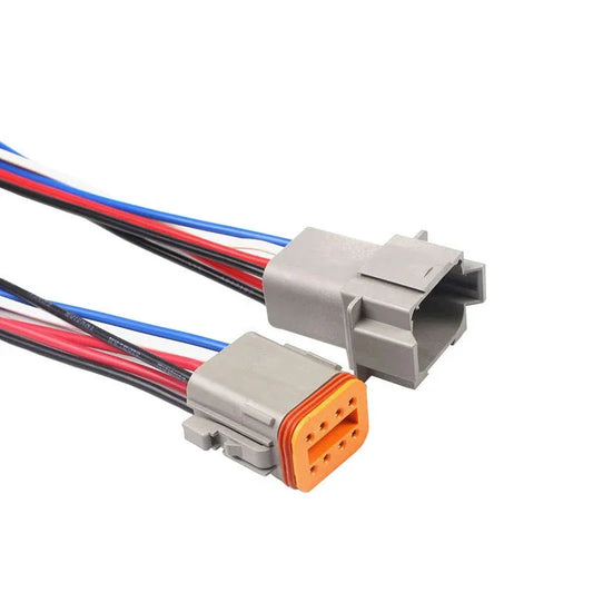 Deutsch DT connector showing DT06-2S and DT04-2P plugs with 15cm wire harness