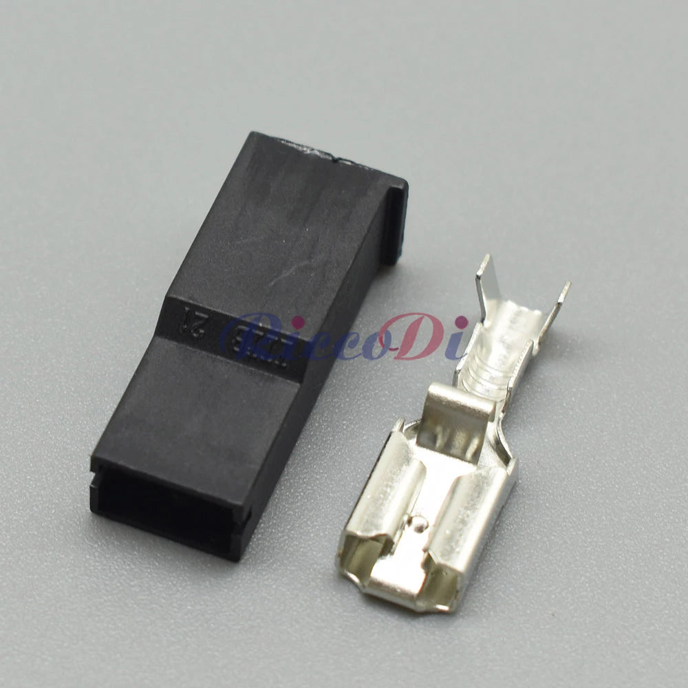 Durable 6.3 series automotive wiring harness connector showing robust plastic female plug and wiring socket