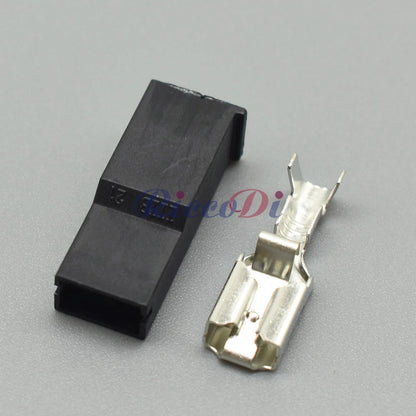 Durable 6.3 series automotive wiring harness connector showing robust plastic female plug and wiring socket