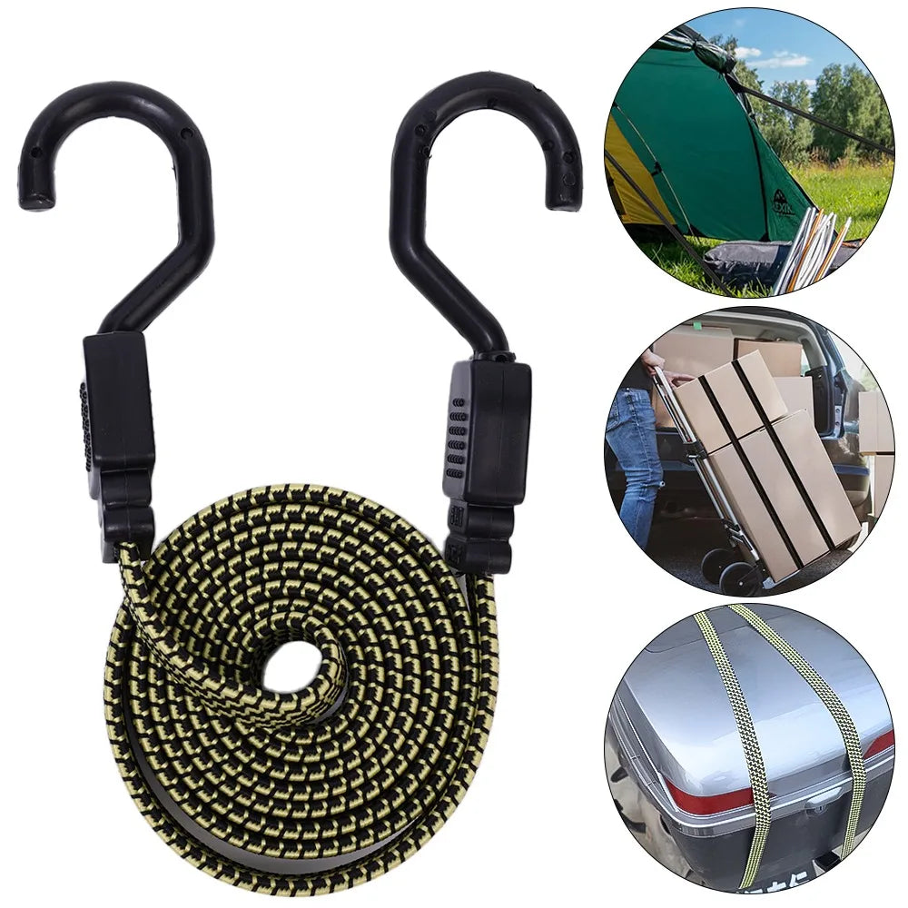 Durable elastic bungee cord with steel hooks